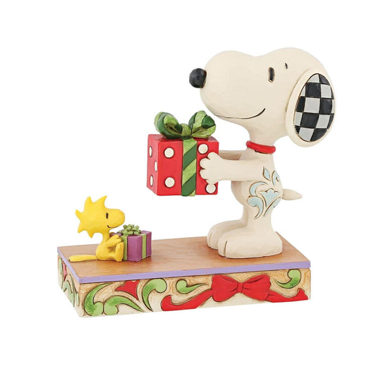 “Christmas Exchange” Snoopy & Woodstock With Gift Figurine