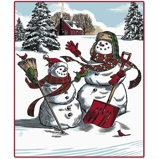 Christmas In Evergreen Country Snowmen Throw Blanket, 60x72