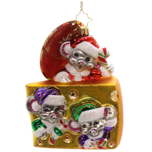 Christopher Radko Mini Cheese Bites Christmas Ornament