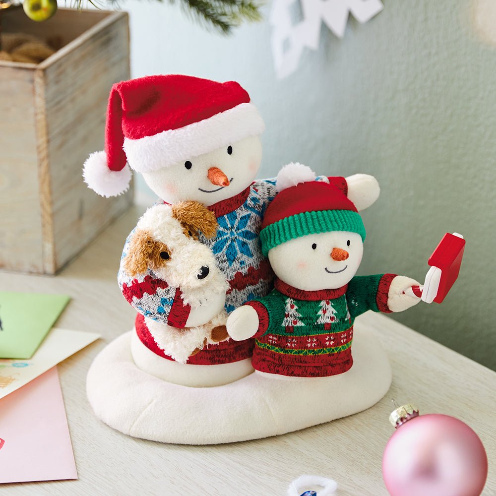 Cozy Christmas Selfie Techno Snowman Singing Stuffed Animal With Light and Motion, 9.5"