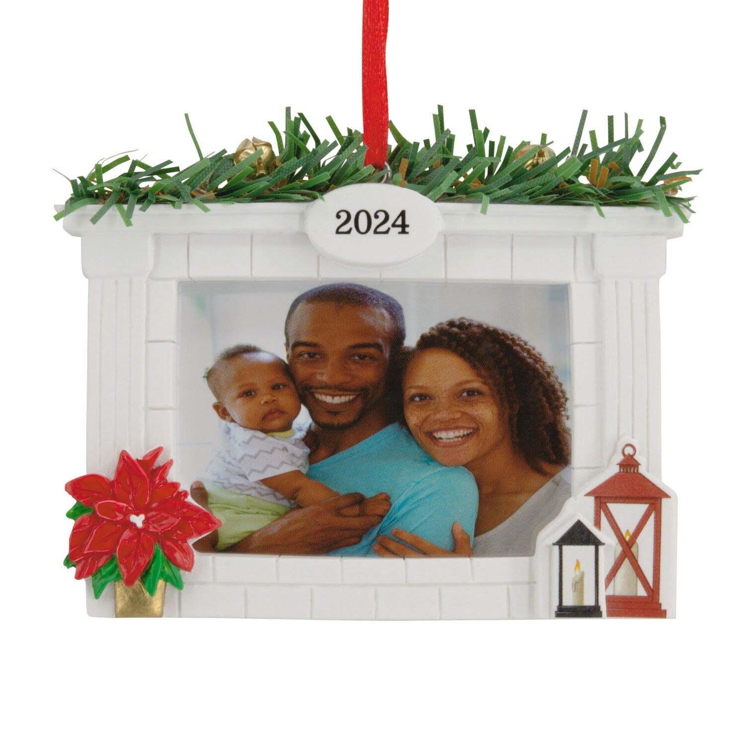 Cozy Fireplace 2024 Photo Frame Hallmark Ornament