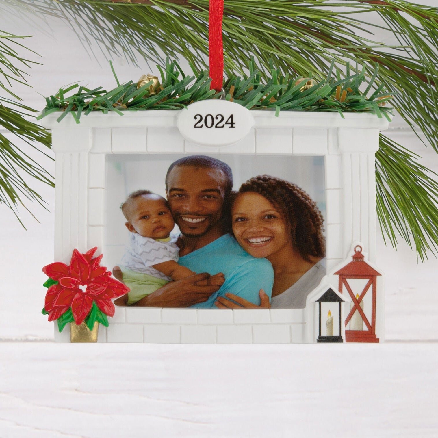 Cozy Fireplace 2024 Photo Frame Hallmark Ornament