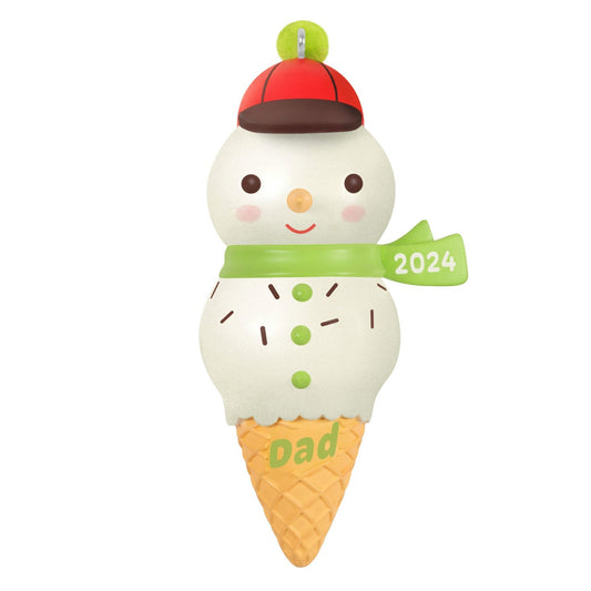 Dad Snowman Ice Cream Cone 2024 Keepsake Ornament