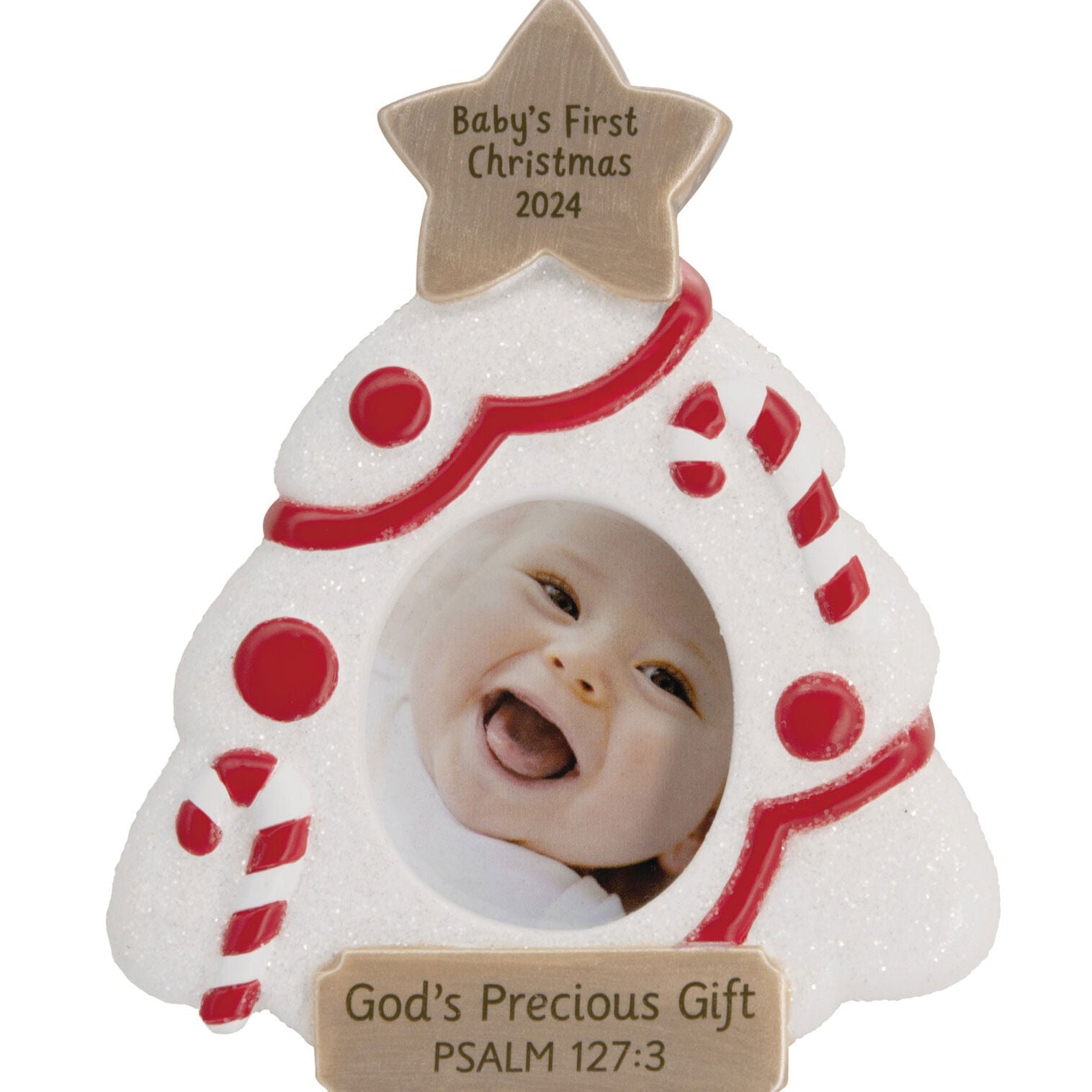 DaySpring Baby's First Christmas Religious 2024 Photo Frame Hallmark Ornament