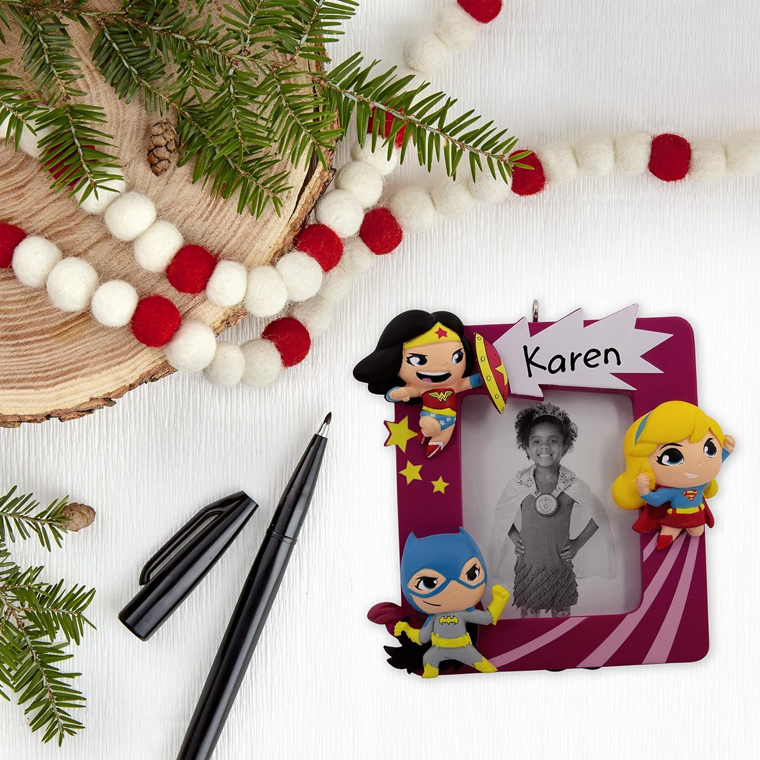 DC Super Friends Heroines Picture Frame Personalized Hallmark Ornament