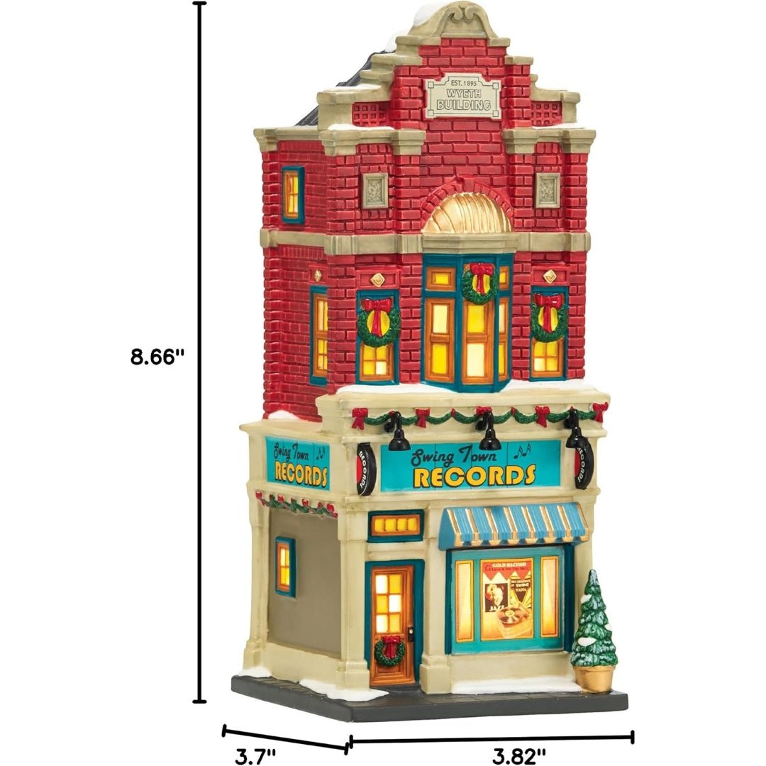 Department 56 Christmas in The City Village Swing Town Records Lit House, 8.66"