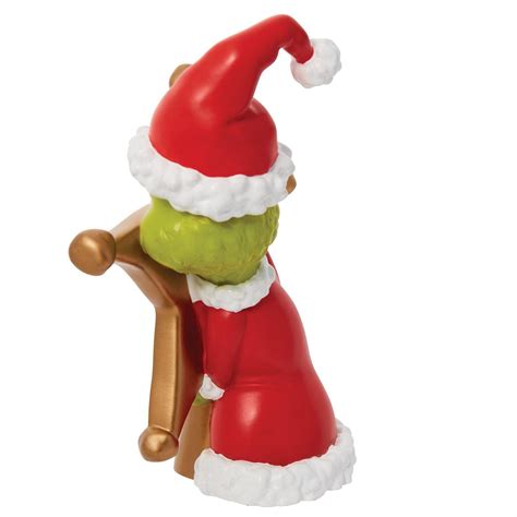 Department 56 Dr. Seuss The Grinch Hiding Behind Star Sculpted Christmas Tree Topper, 8.5 Inch