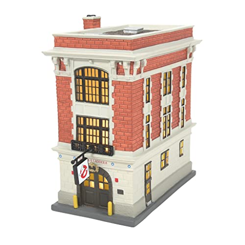 Department 56 Porcelain Ghostbusters Village Firehouse Lit Building, 7.87 Inch, Multicolor