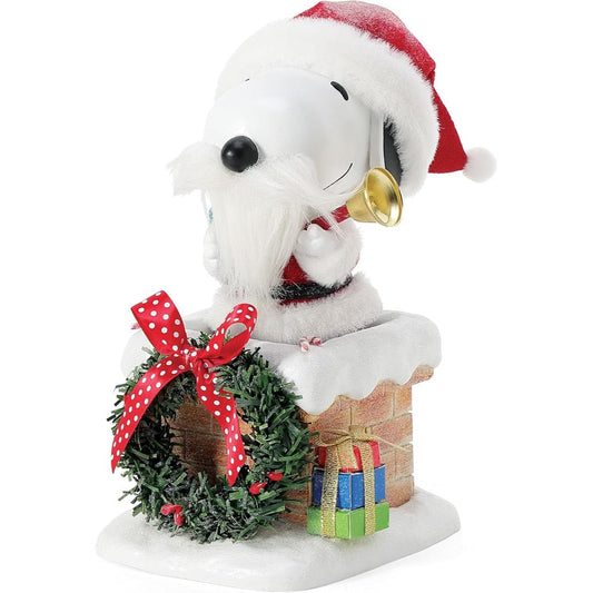 Department 56 Possible Dreams Peanuts Santa Snoopy on The Rooftop Figurine, 8"