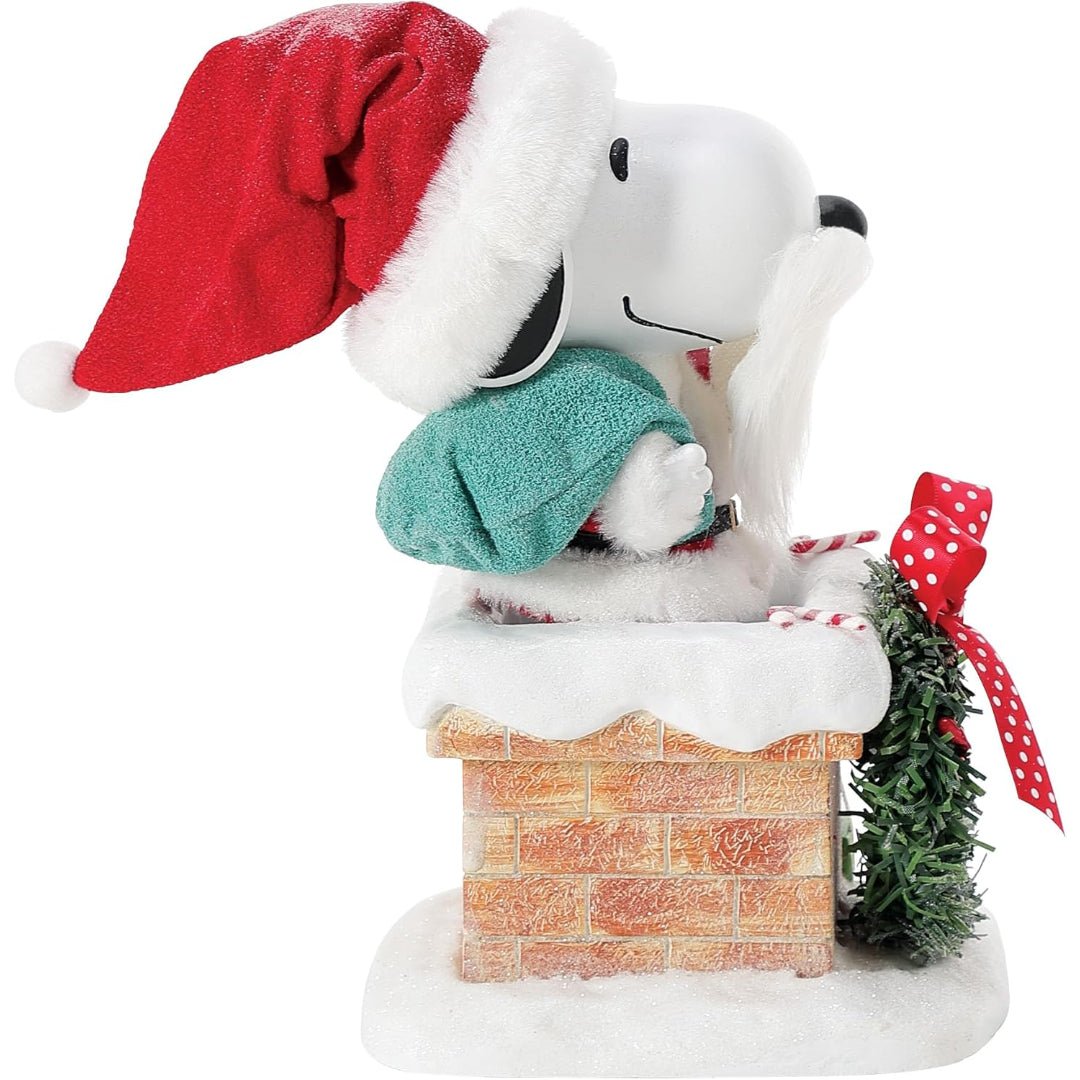 Department 56 Possible Dreams Peanuts Santa Snoopy on The Rooftop Figurine, 8"