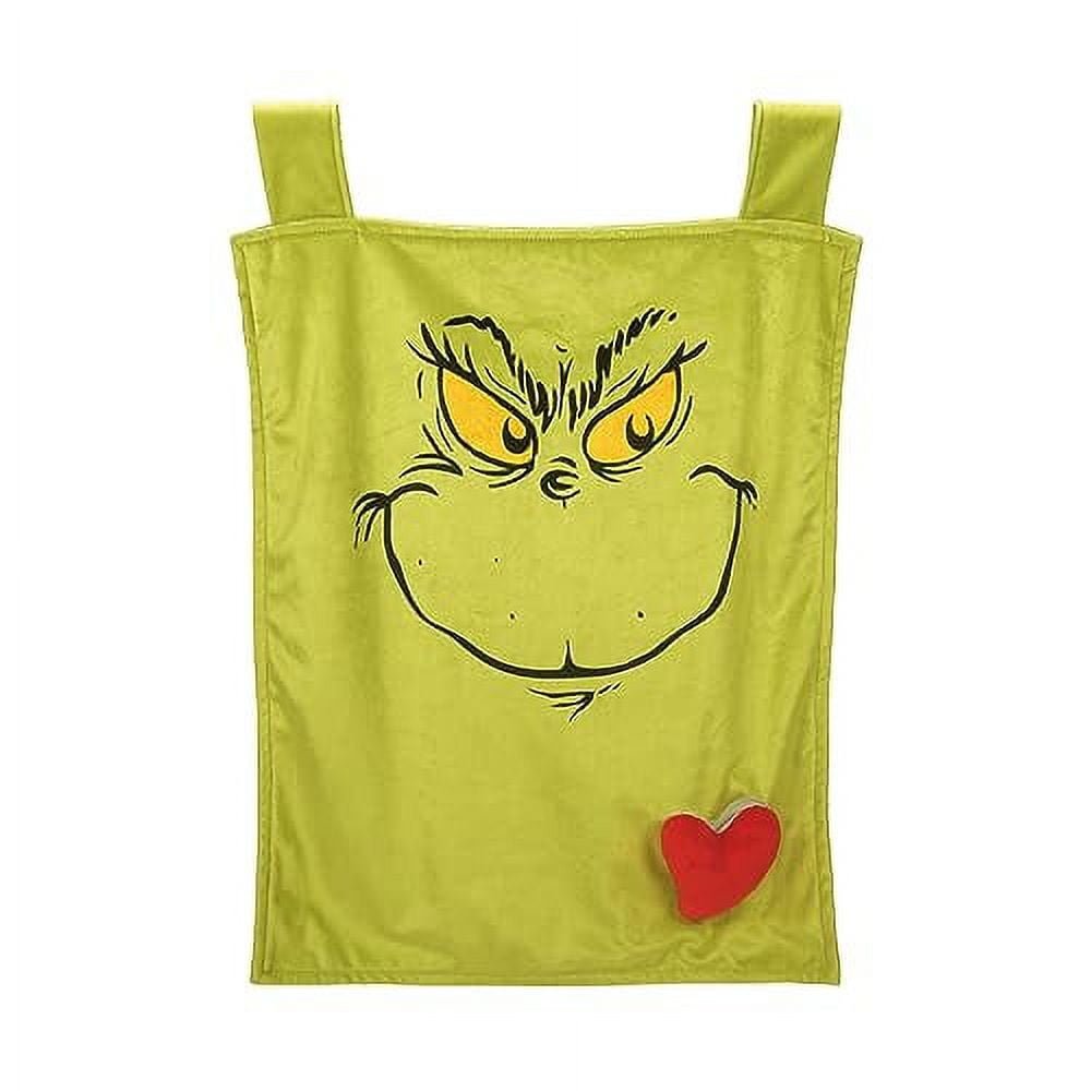 Department 56 Snowpinions Dr. Seuss The Grinch Face with Light Up Heart Banner, 20"x16"