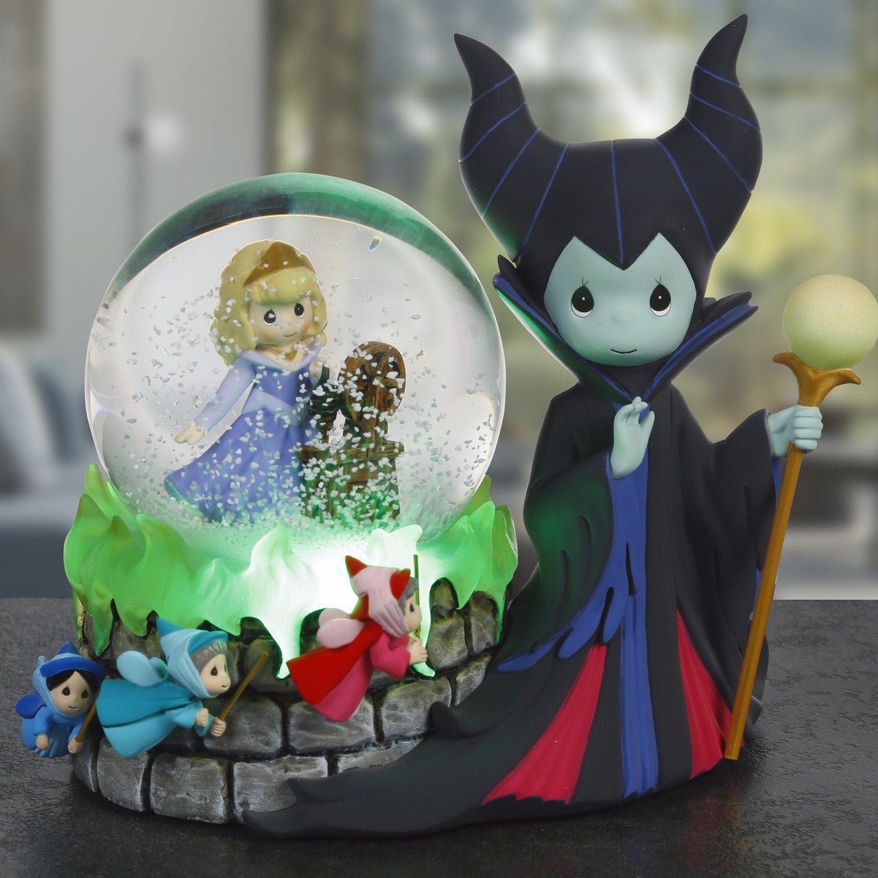 Disney Aurora Inside with Maleficent Outside Snow Globe