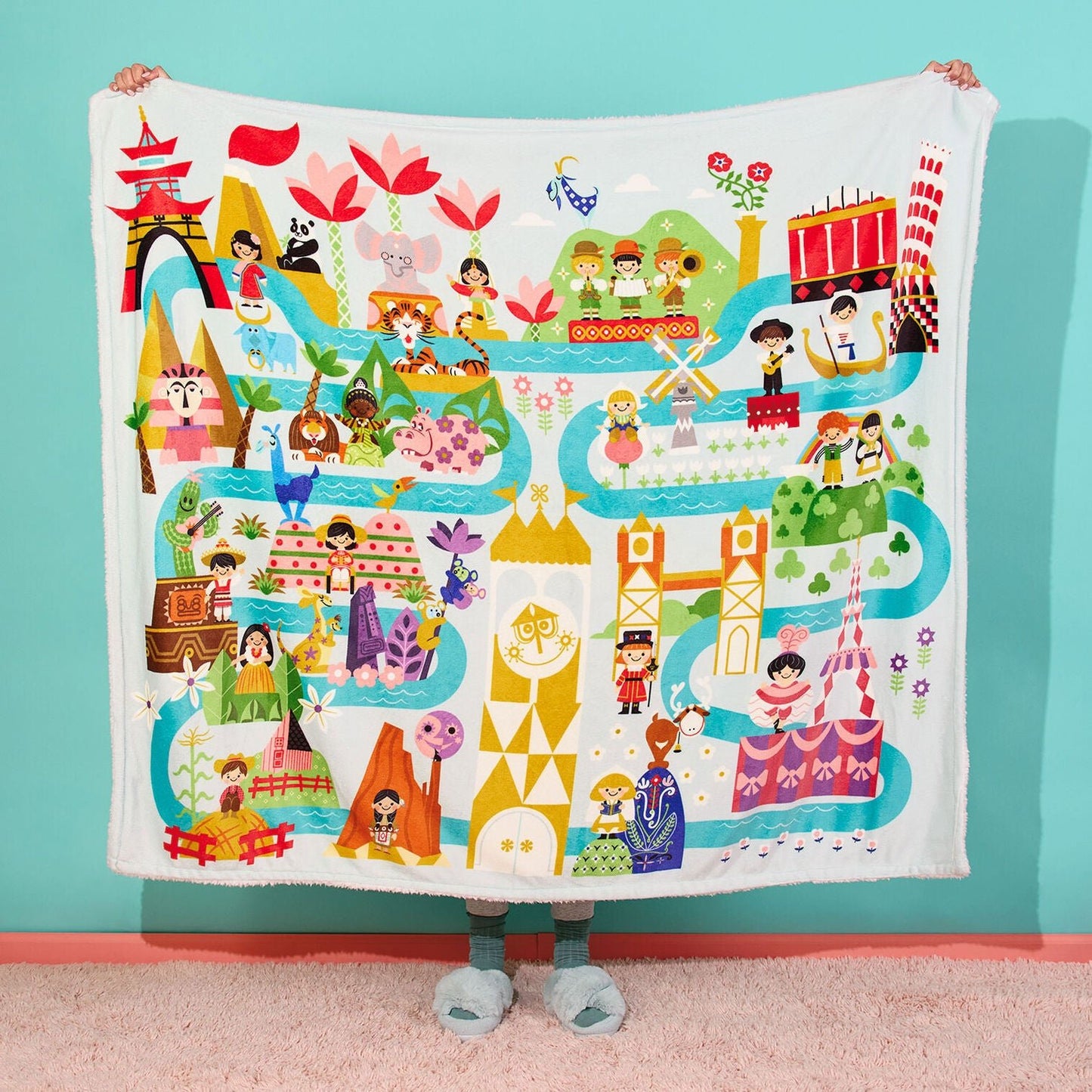 Disney It's a Small World Map Throw Blanket, 60x52