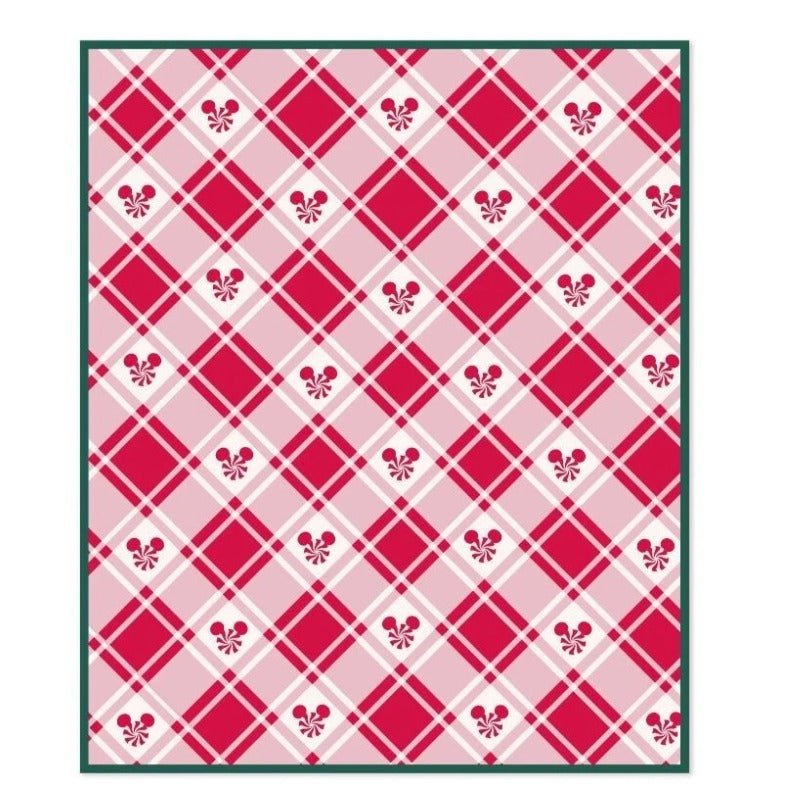 Disney Mickey Ears Peppermint Plaid Throw Blanket 50" x 60"