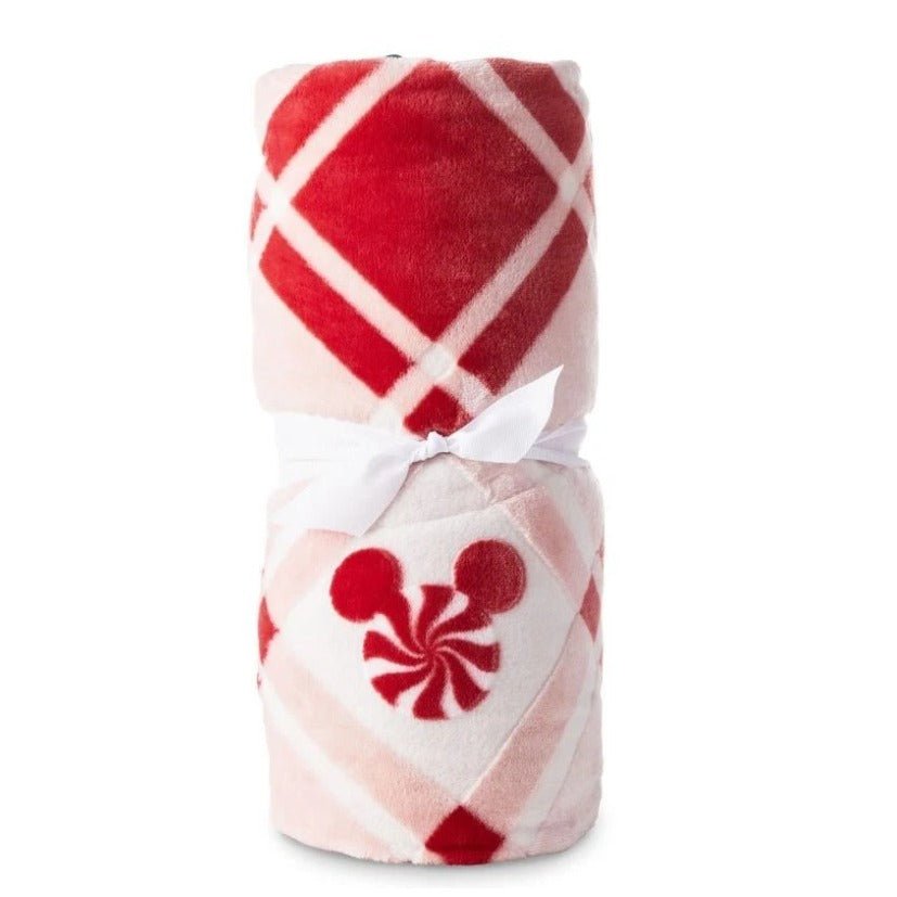 Disney Mickey Ears Peppermint Plaid Throw Blanket 50" x 60"