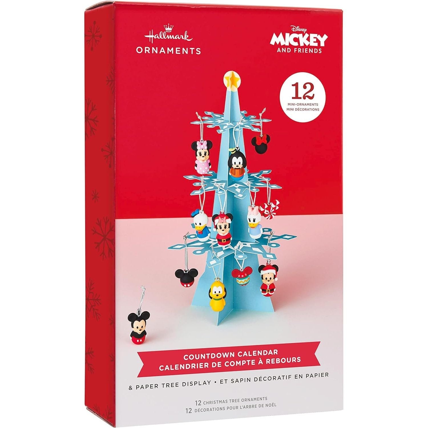 Disney Mickey Mouse and Friends Countdown Calendar Miniature Christmas Tree Set with 12 Mini Ornaments