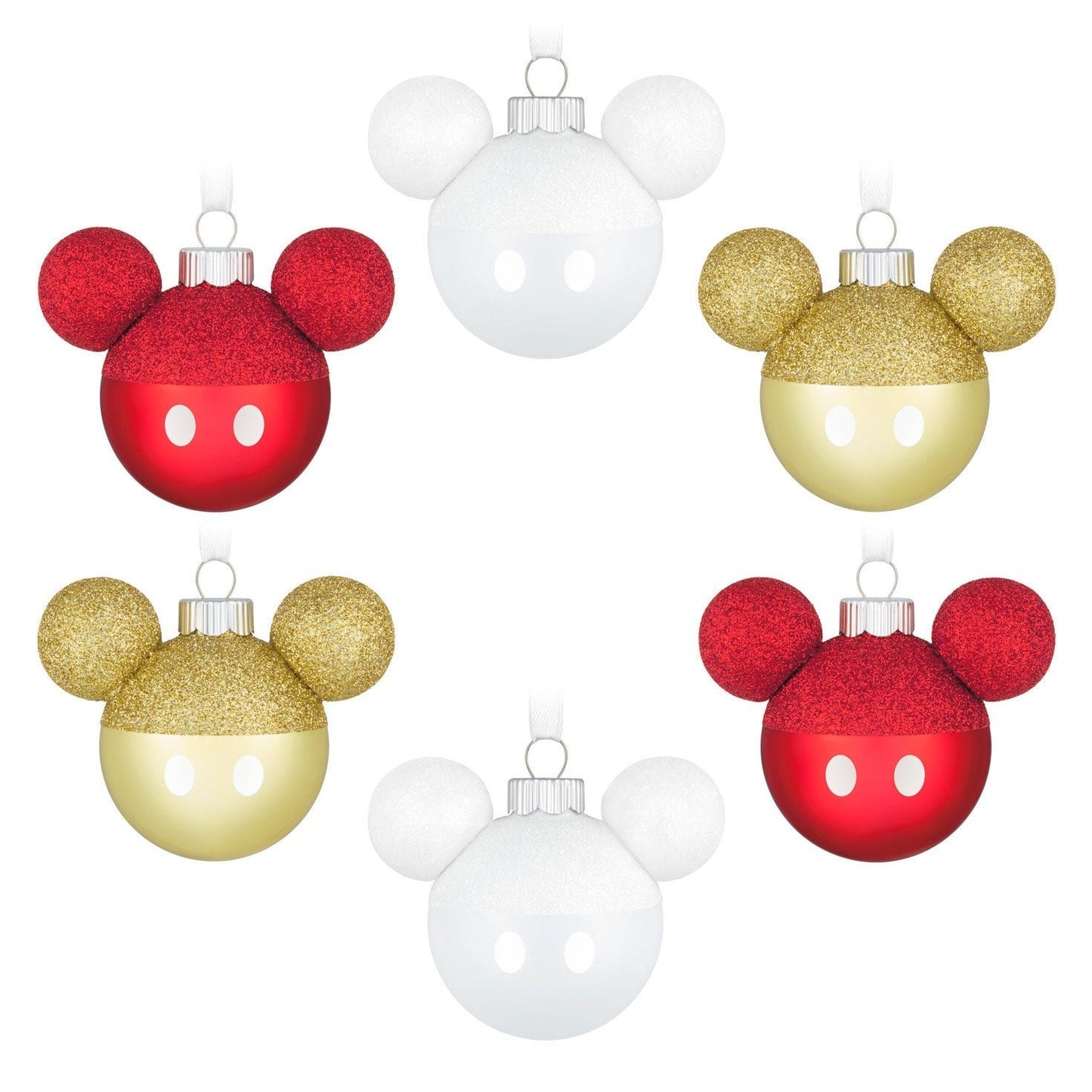 Disney Mickey Mouse Glass 2024 Keepsake Ornaments, Set of 6