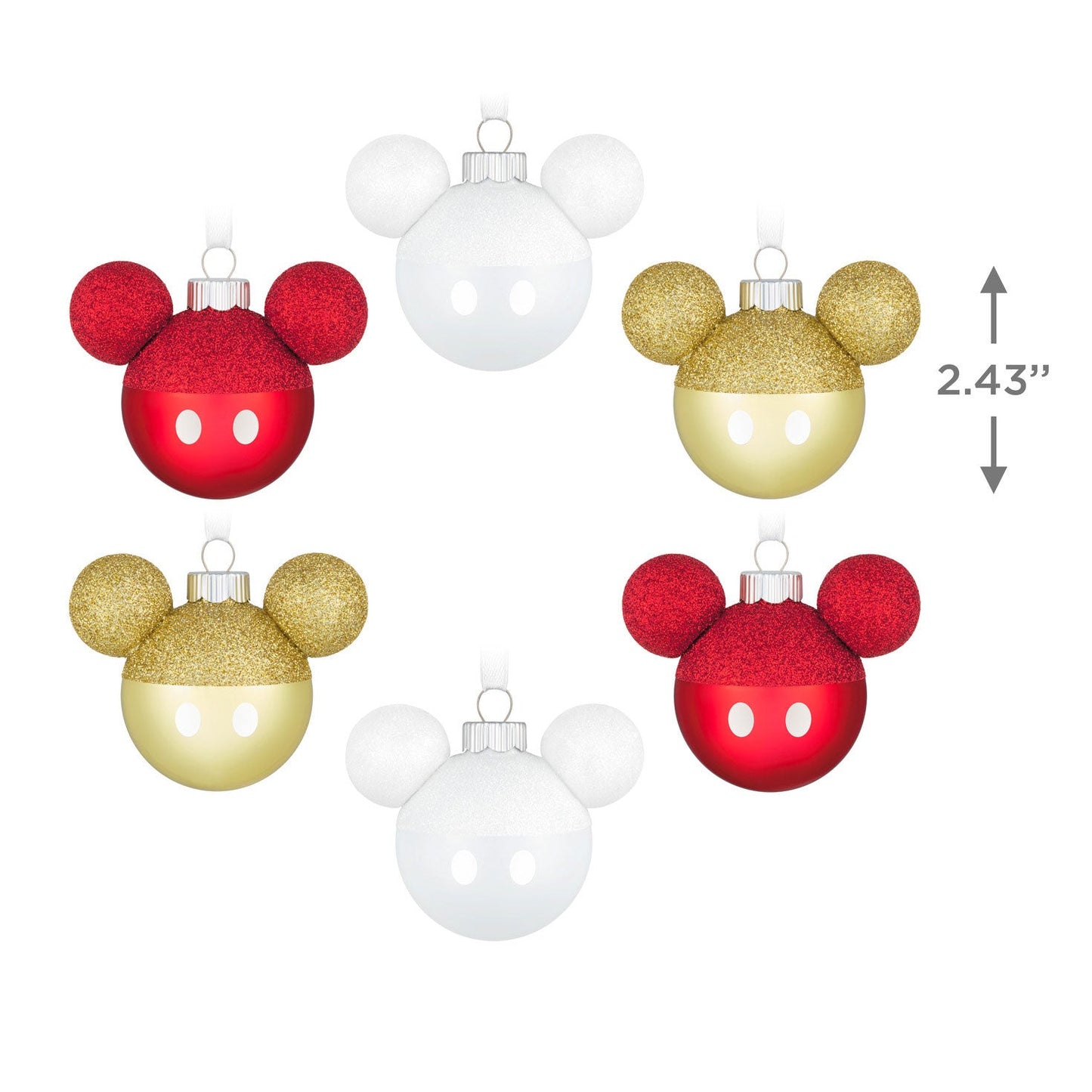 Disney Mickey Mouse Glass 2024 Keepsake Ornaments, Set of 6