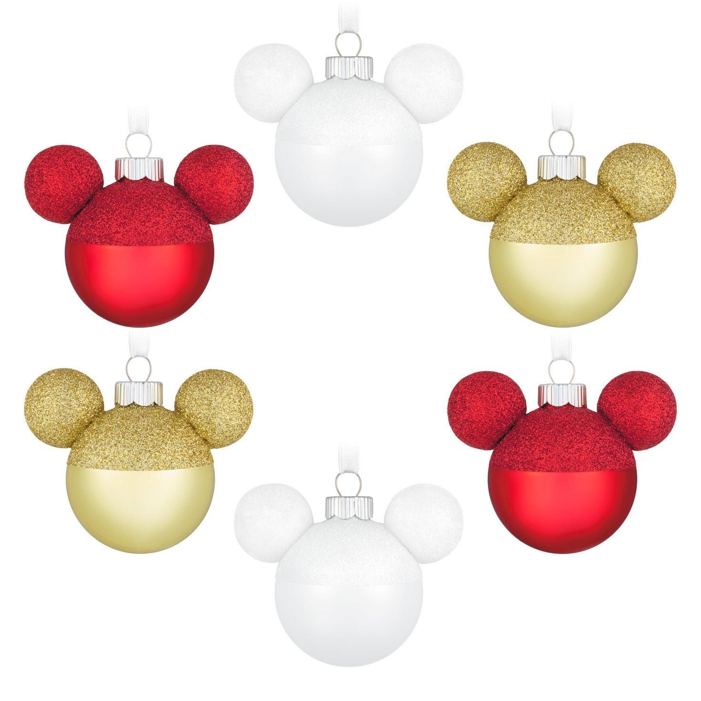 Disney Mickey Mouse Glass 2024 Keepsake Ornaments, Set of 6