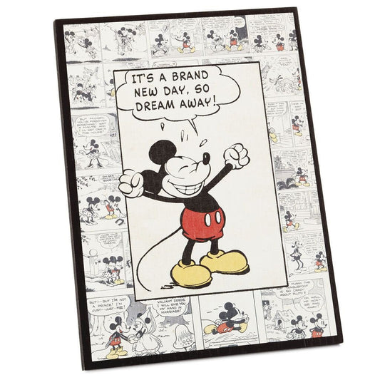 Disney Mickey Mouse New Day Comic Strip Wood Quote Sign - Celebrations Hallmark