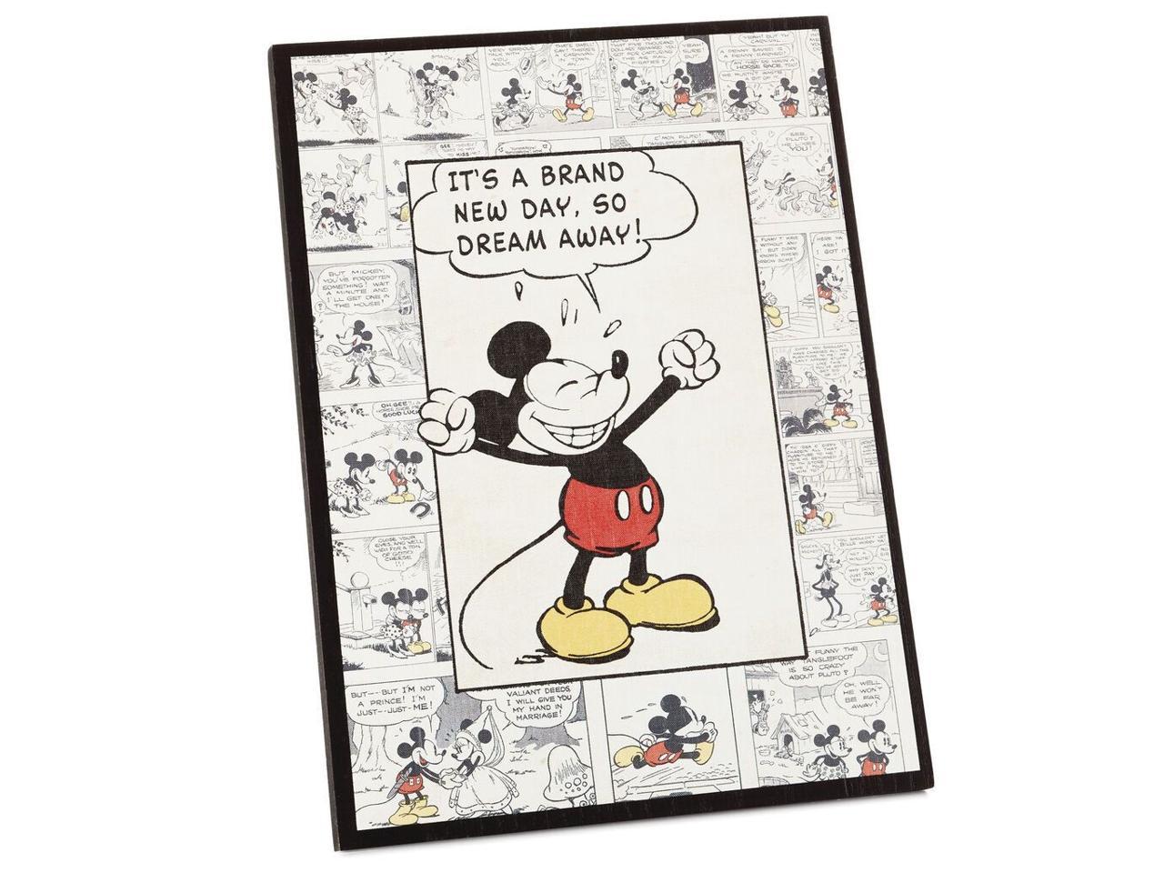 Disney Mickey Mouse New Day Comic Strip Wood Quote Sign - Celebrations Hallmark