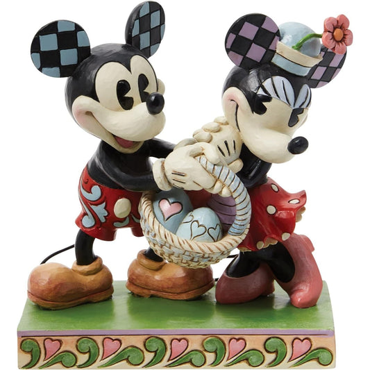 Disney Traditions by Jim Shore Mickey and Minnie Mouse Easter Basket Figurine, 5.7"