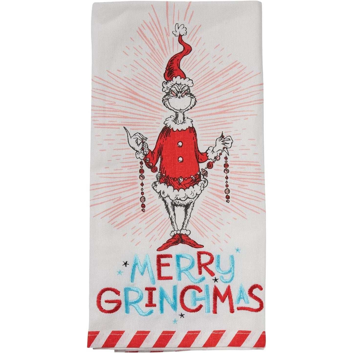 Dr. Seuss Merry Grinchmas Embroidered Tea Towel