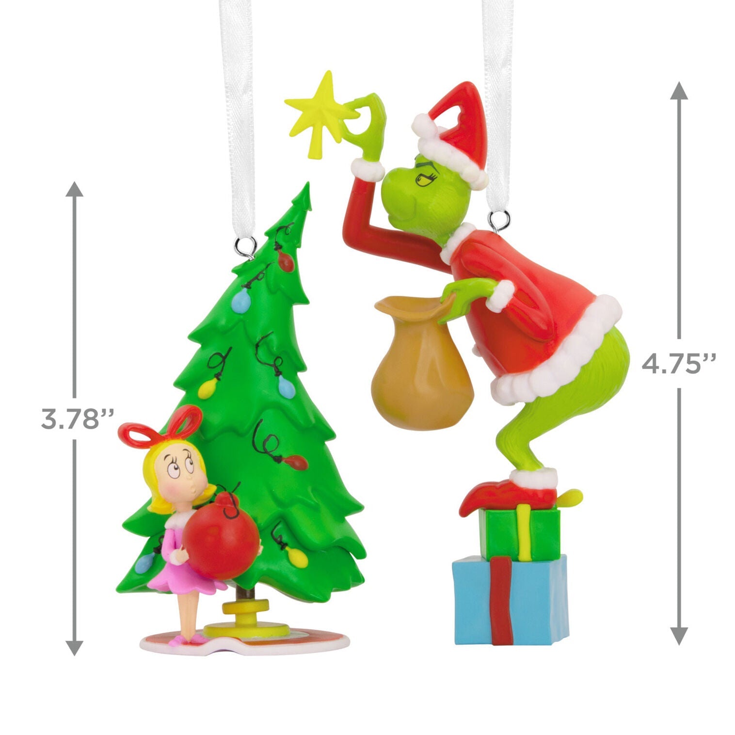 Dr. Seuss's How the Grinch Stole Christmas!™ Grinch and Cindy - Lou Who Hallmark Ornaments, Set of 2