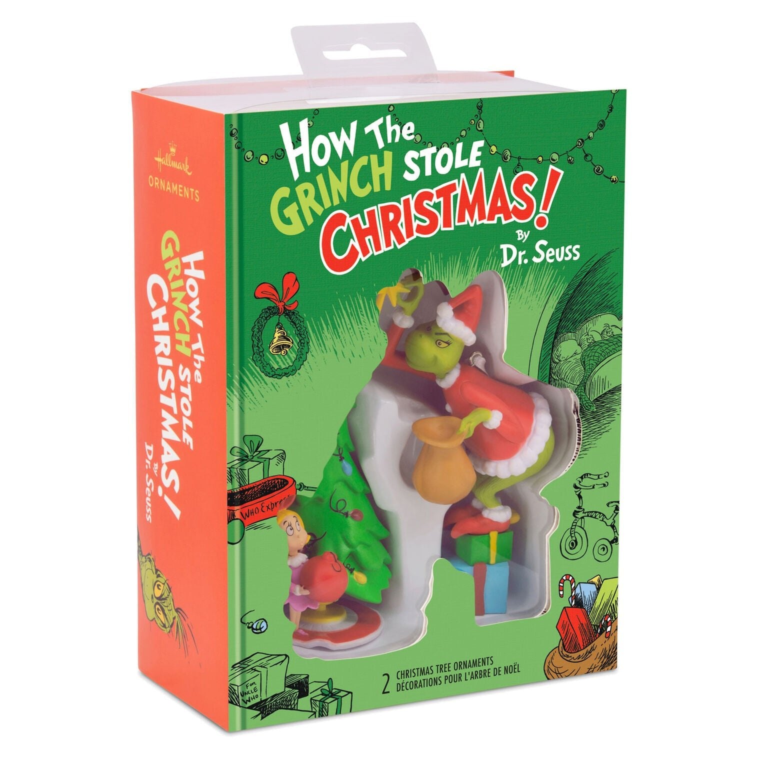 Dr. Seuss's How the Grinch Stole Christmas!™ Grinch and Cindy - Lou Who Hallmark Ornaments, Set of 2