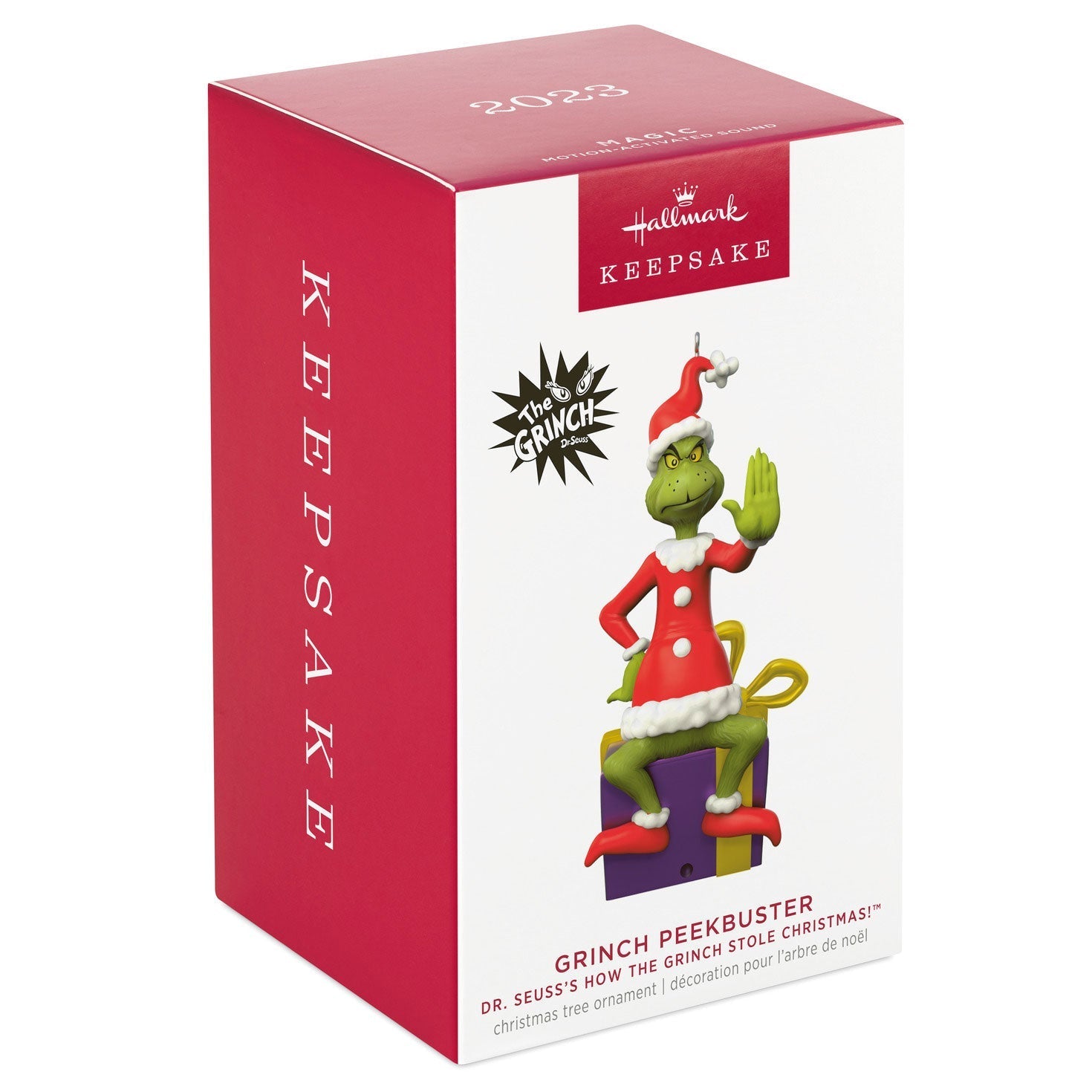 Dr. Seusss How the Grinch Stole Christmas! Grinch Peekbuster, 2023 Keepsake Ornament With Motion Activated Sound