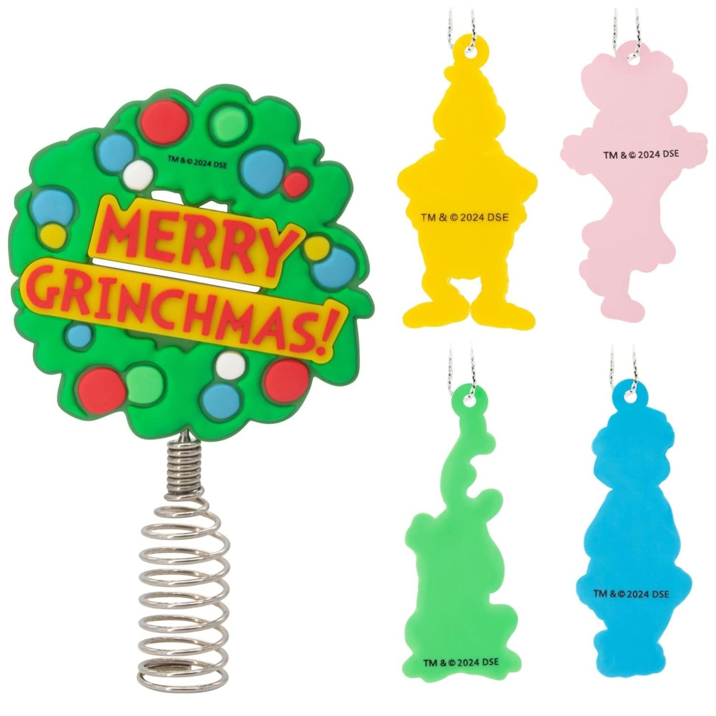 Dr. Seuss's How The Grinch Stole Christmas! Mini Christmas Tree Topper and Ornaments, Set of 5