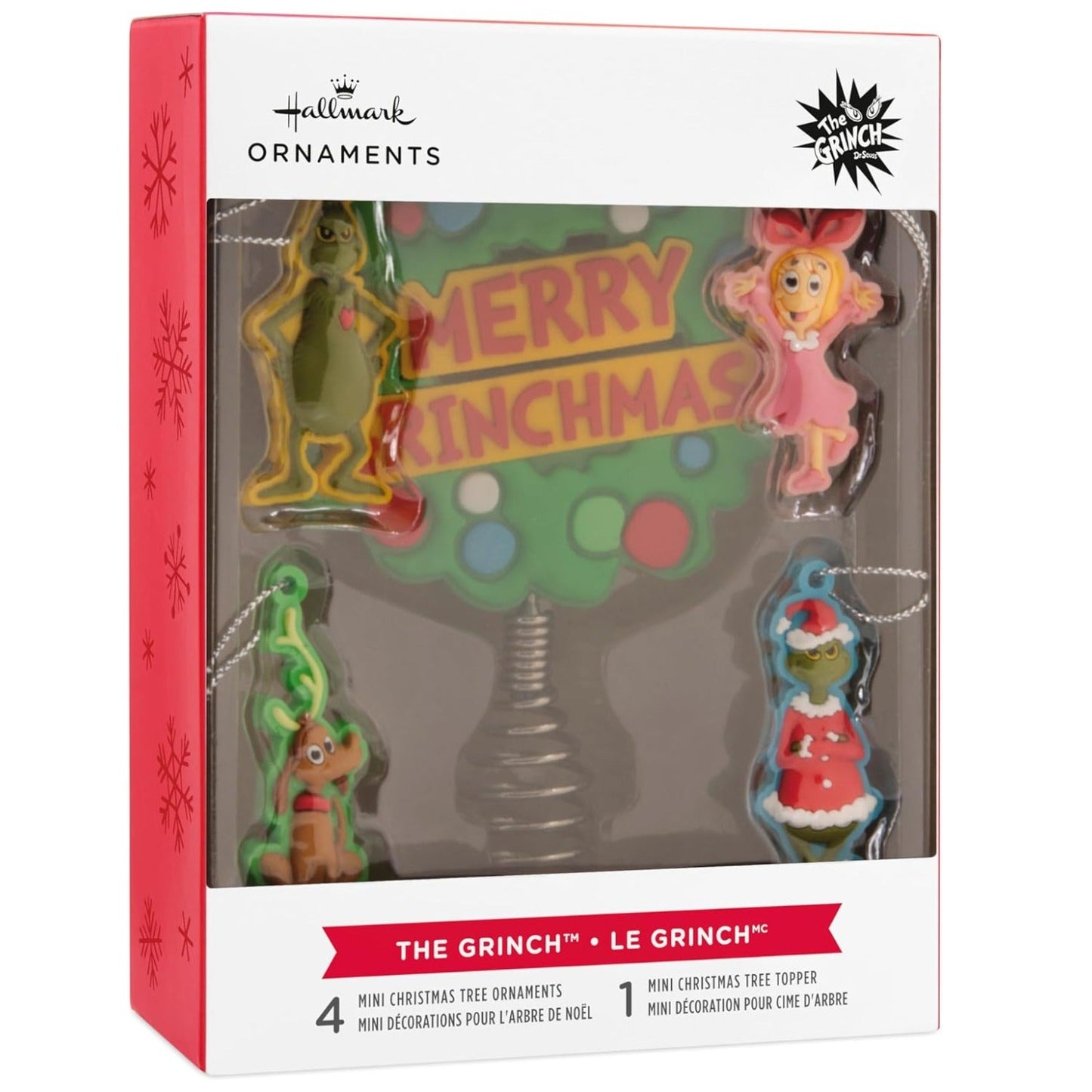 Dr. Seuss's How The Grinch Stole Christmas! Mini Christmas Tree Topper and Ornaments, Set of 5