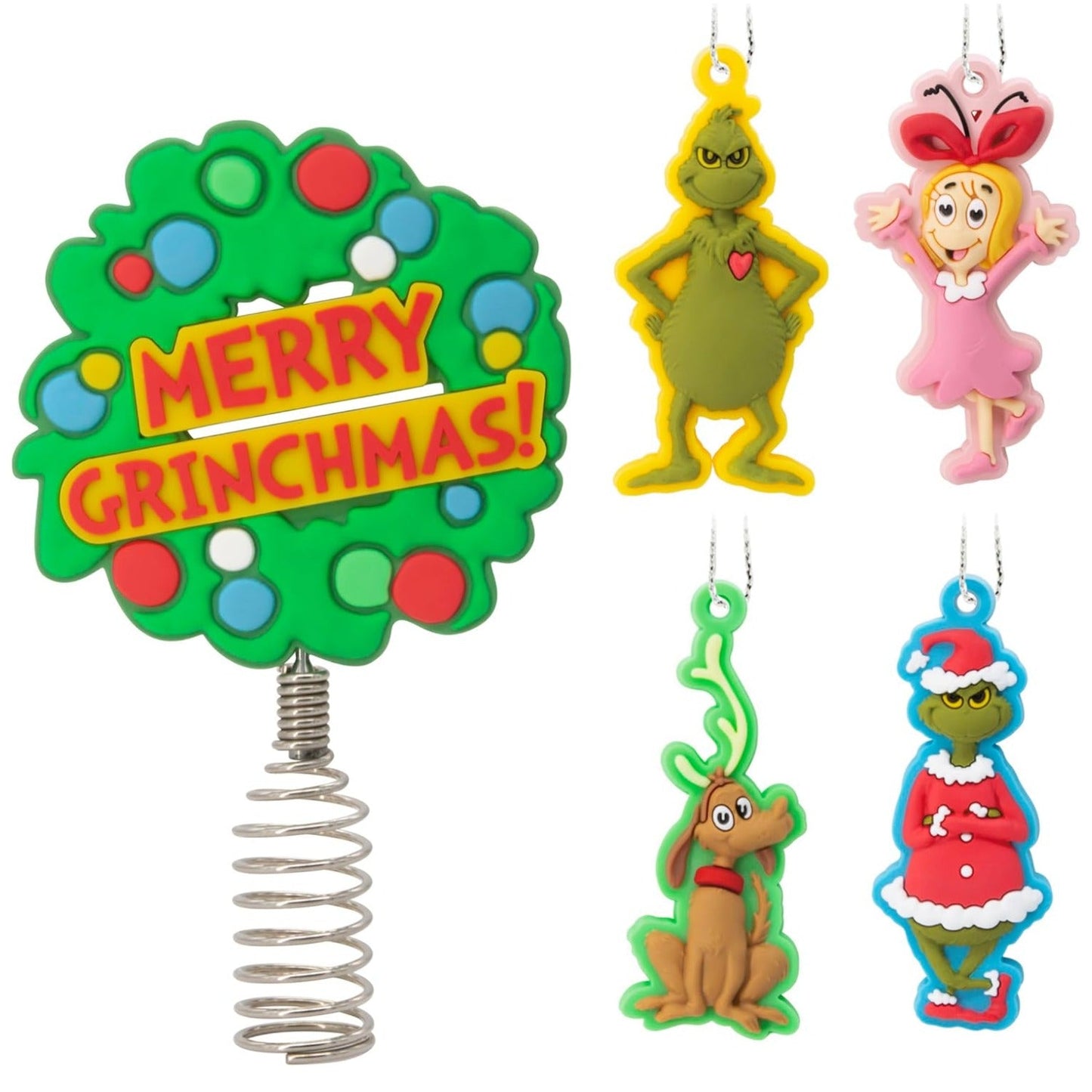 Dr. Seuss's How The Grinch Stole Christmas! Mini Christmas Tree Topper and Ornaments, Set of 5