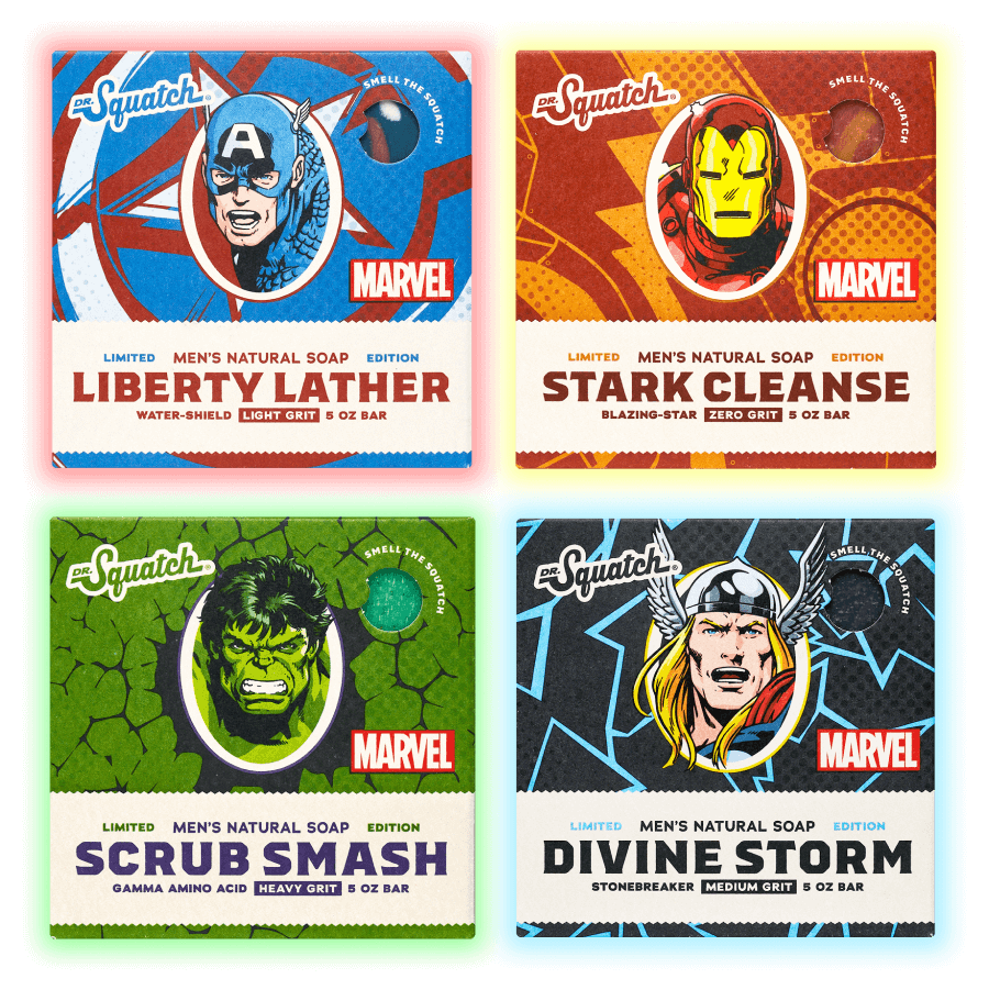 Dr. Squatch All Natural Soap, Marvel The Avengers Collection (Set of 4)