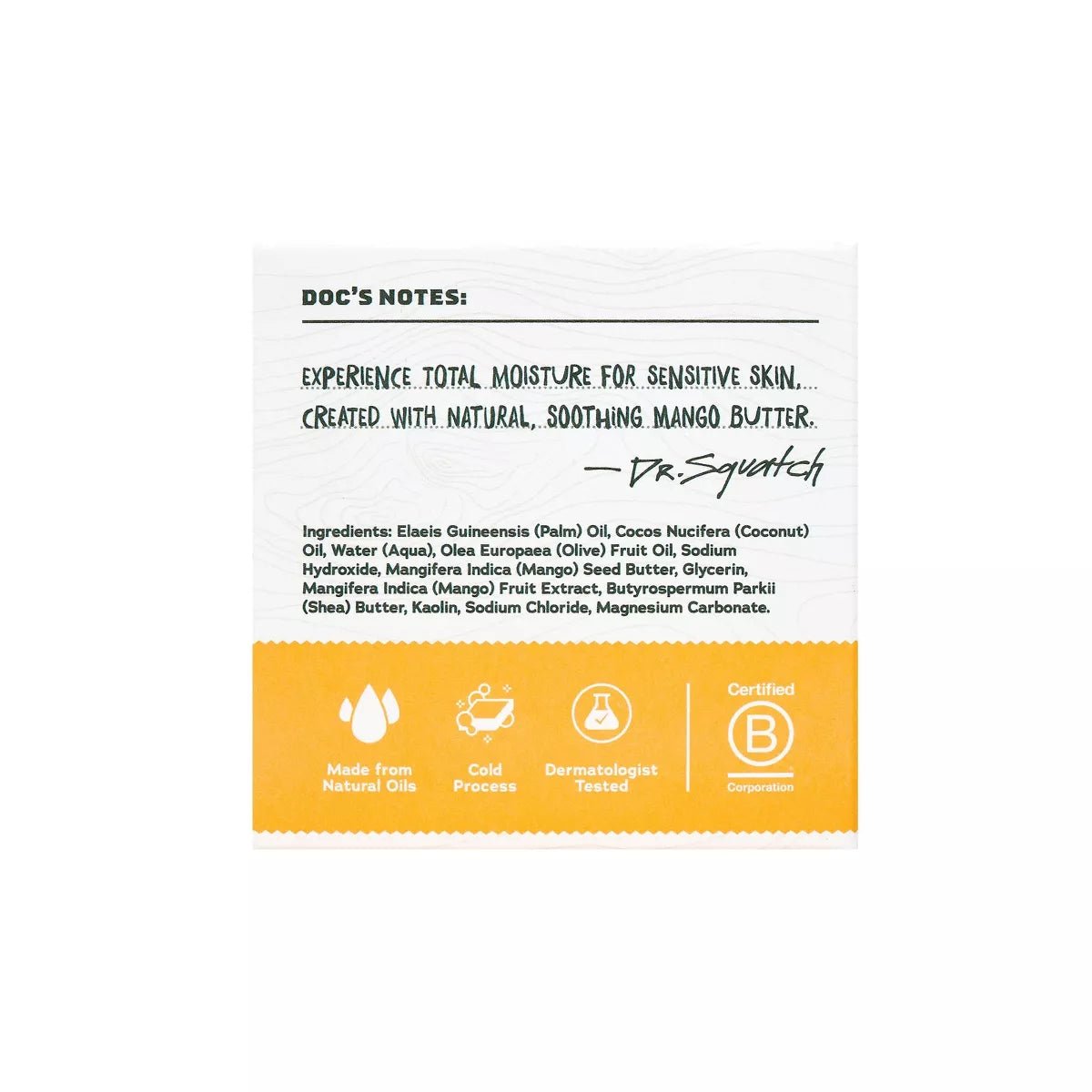 Dr. Squatch Men's All Natural Bar Soap - Total Moisture - Mango Butter