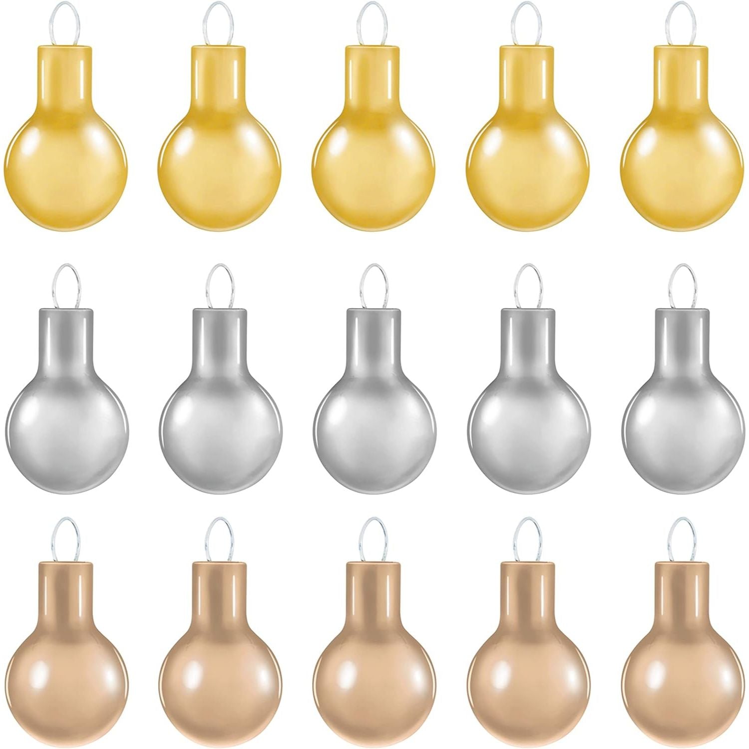 Elegant Gold, Champagne and Silver, Mini Glass Set of 15, Hallmark Keepsake Miniature Ornaments