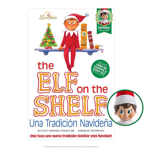 Elf on the Shelf : A Christmas Tradition (Spanish book) Boy with Blue Eyes