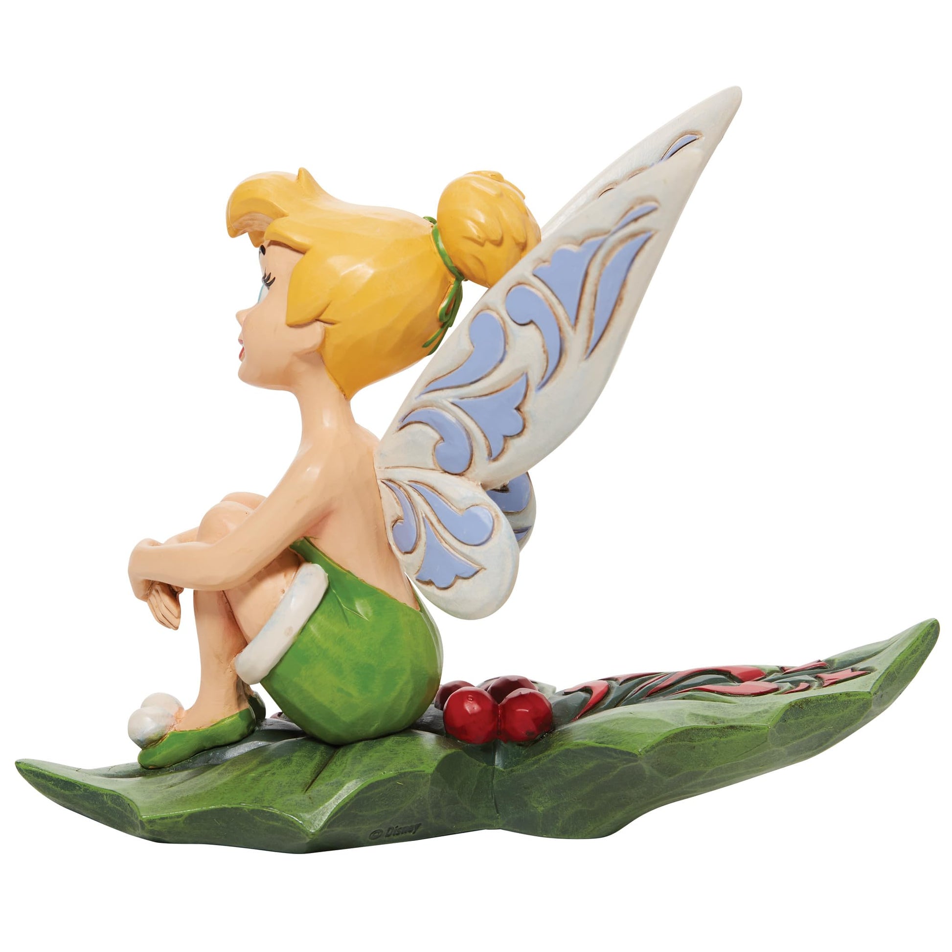 Enesco Jim Shore Disney Traditions Peter Pan Tinker Bell Sitting on Holly Figurine, 5 Inch, Multicolor