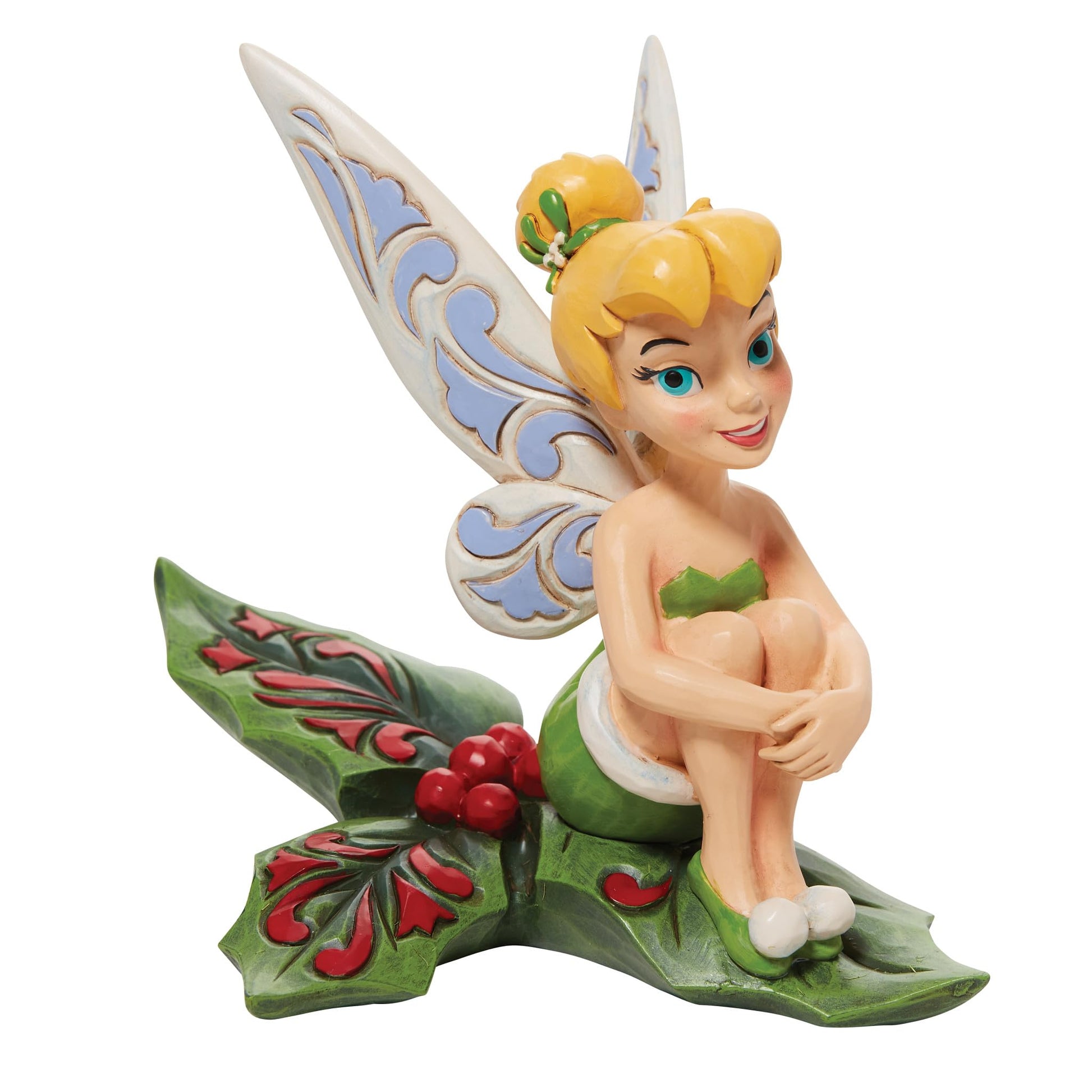 Enesco Jim Shore Disney Traditions Peter Pan Tinker Bell Sitting on Holly Figurine, 5 Inch, Multicolor