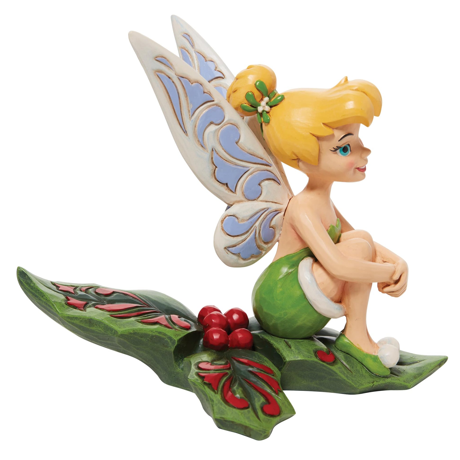 Enesco Jim Shore Disney Traditions Peter Pan Tinker Bell Sitting on Holly Figurine, 5 Inch, Multicolor