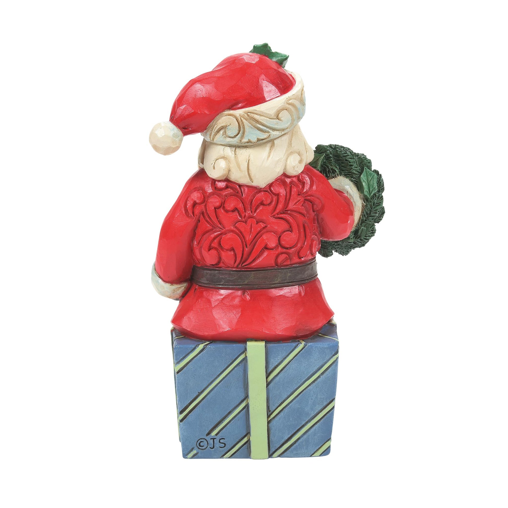 Enesco Jim Shore Heartwood Creek Santa Sitting on Gifts Miniature Figurine, 3.74 Inch, Multicolor