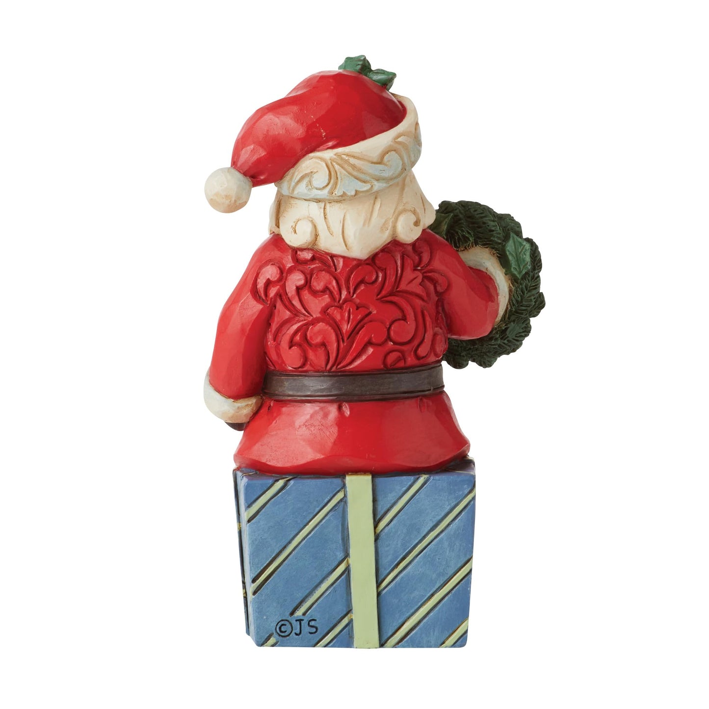 Enesco Jim Shore Heartwood Creek Santa Sitting on Gifts Miniature Figurine, 3.74 Inch, Multicolor