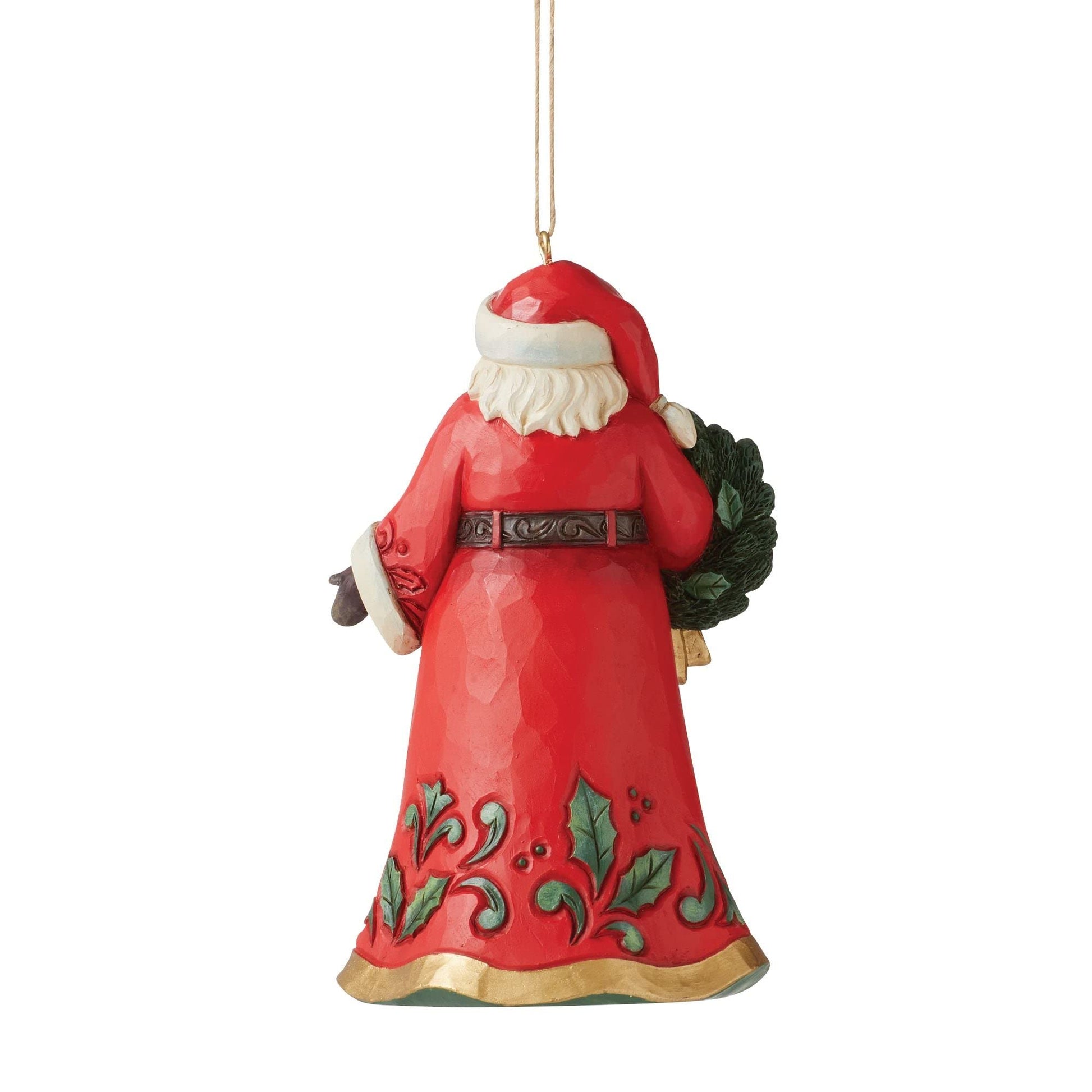 Enesco Jim Shore Heartwood Creek Santa Wreath Hanging Ornament, 4.53 Inch, Multicolor