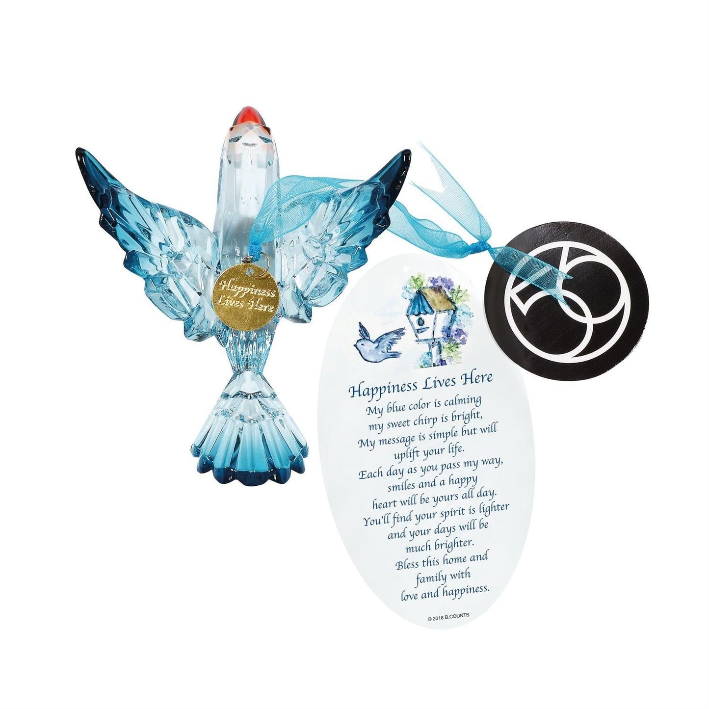 Facets Bluebird Ornament, 3"