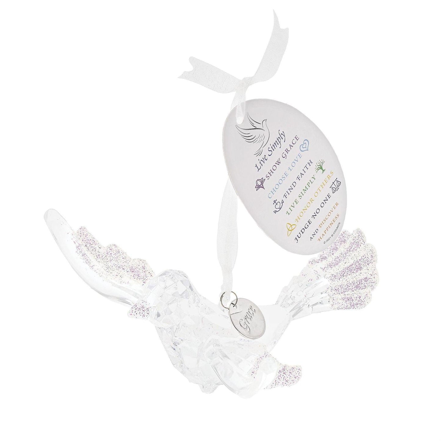 Facets Live Simply Dove Ornament, 2.875"