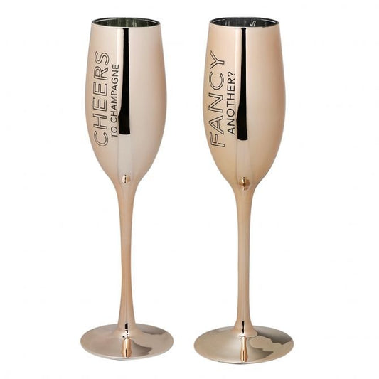 Fancy Another? / Cheers to Champagne - Champagne Flutes, Set of 2