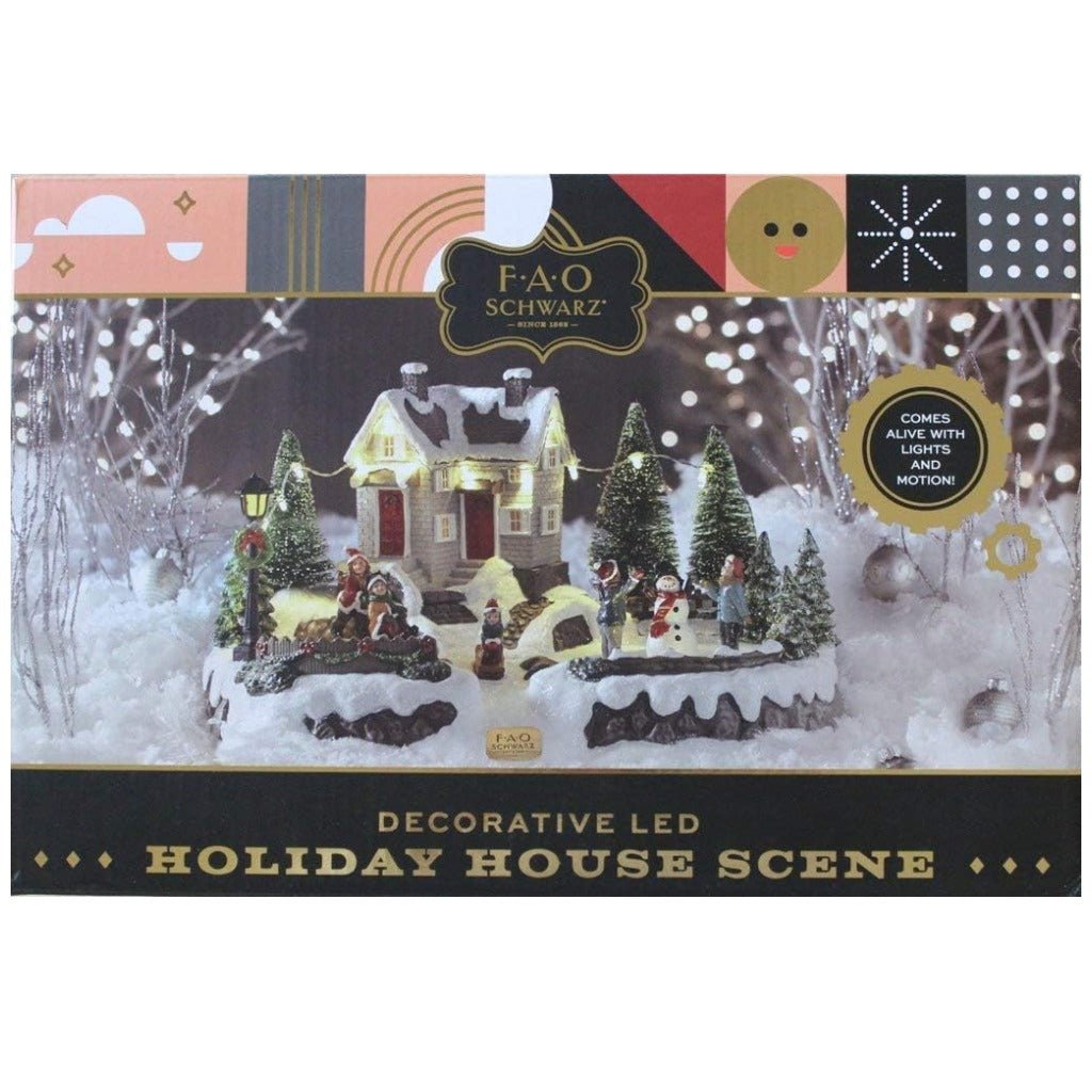 FAO Schwarz Decorative LED Motorized Holiday House Scene