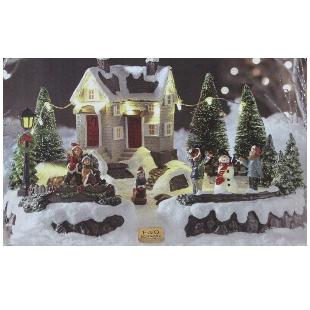 FAO Schwarz Decorative LED Motorized Holiday House Scene