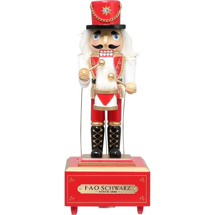 FAO Schwarz Musical Wooden Nutcracker Prince Figurine, 12"