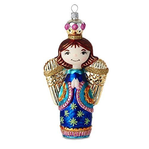 Festive Angel Blown Glass Ornament